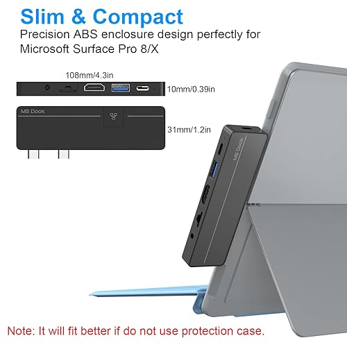 MS Surface Pro USB C Hub, 10-in-1 Surface Pro Hub Docking Station