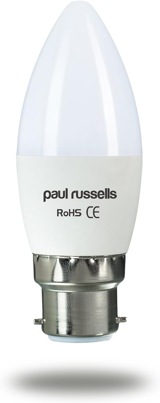 3 Pack 7W Candle LED Light Bulbs BC / B22 / Cap Paul Russells