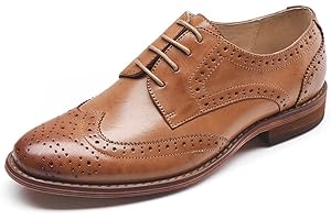 U-LITE Women's Perforated Classic Lace-up Oxfords Brogue Wingtip Round Toe Derby Saddle Leather Shoes for Women Girls Lady Wife