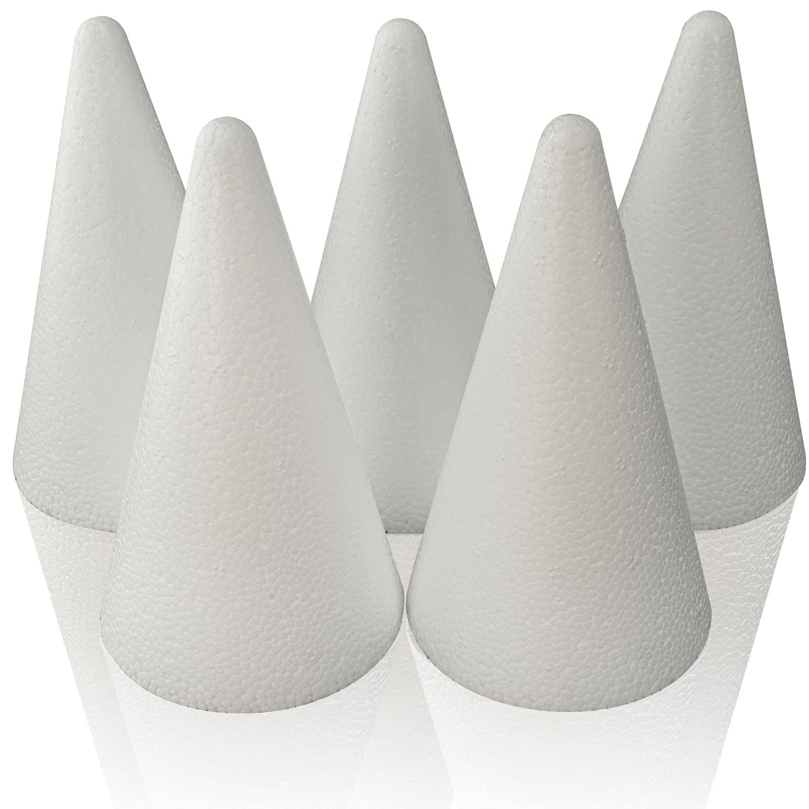 MCE-Commerce A32075 Polystyrene Cones Diameter 7 cm Height 12 cm Pack of 5 White