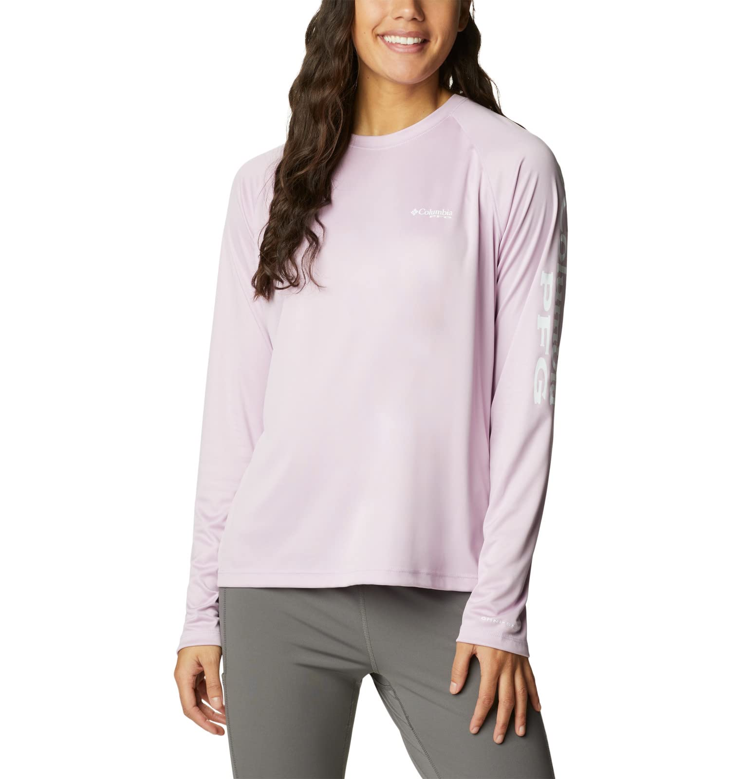 Columbia Women's Tidal Tee II Long Sleeve, Aura/White Logo, XX-Large Image