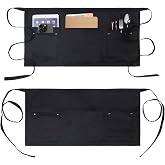 MIKI WELL Server Apron with 5 Pockets - Rivet buckle Unisex Short/Half Waiter Waist Short Apron