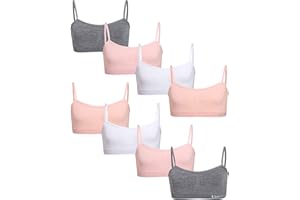 bebe Girl's Training Bra - 8 Pack Seamless Training Cami Sports Bralette (S-L)