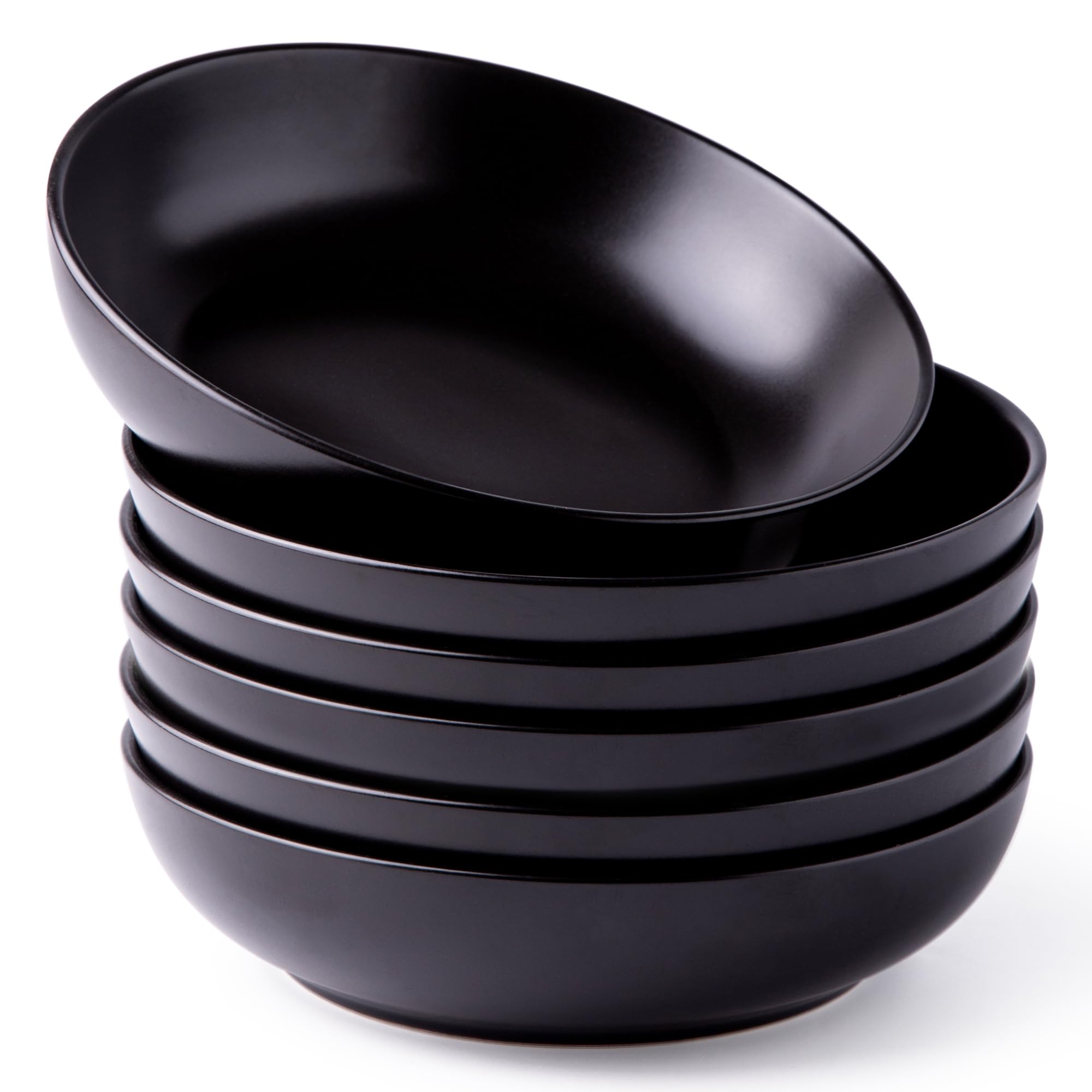 Photo 1 of AmorArc 8.5 Inch Stoneware Pasta Bowls, 32oz Large Bowls Set of 6 for Kitchen, Wide Bowls for Pasta,Salad,Oatmeal, Microwave&Dishwasher Safe, Matte Black