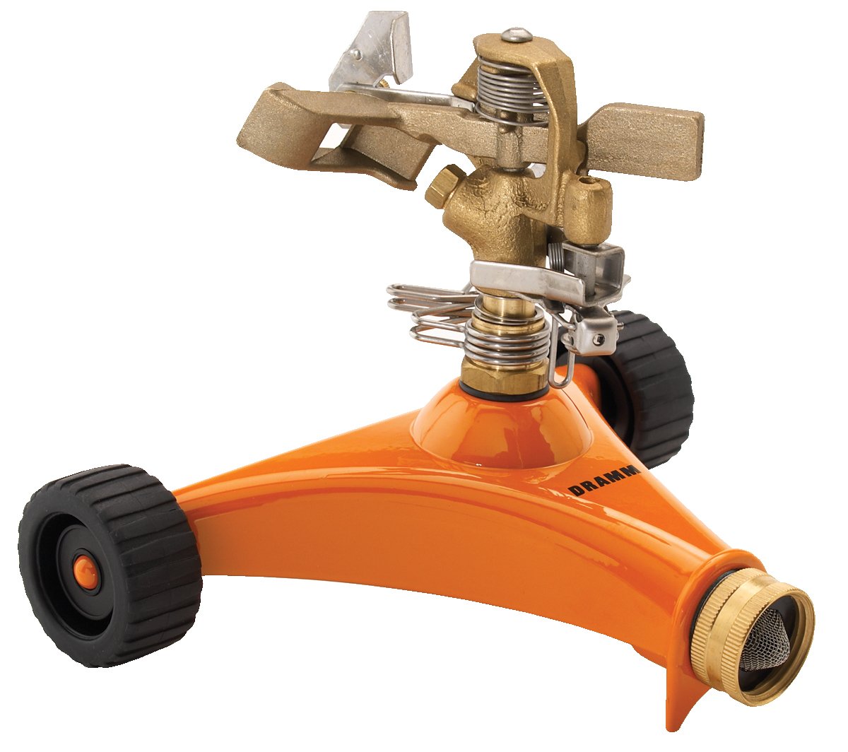 Dramm 15032 ColorStorm Premium Impulse Sprinkler with Heavy Duty Metal Wheeled Base, Orange