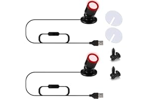 INKECI USB Powered Mini Spotlights for Displays 2-Pack – 5V Small LED Spot Lights Indoor, 7 Color Options, Compact USB Spotlight for Display Cases, Shelves, Cabinets, and Artwork (2PACK Red)