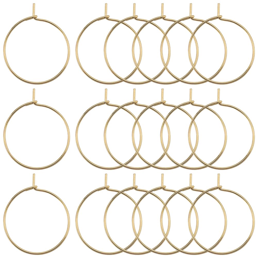 SUNNYCLUE 1 Box 150Pcs Real 18K Gold Plated Hoop Earring Findings 20mm 316 Stainless Steel Earring Hoops Wine Glass Ring Wine Glass Charm Rings Earring Hoop for Jewellery Making DIY Dangle Earrings