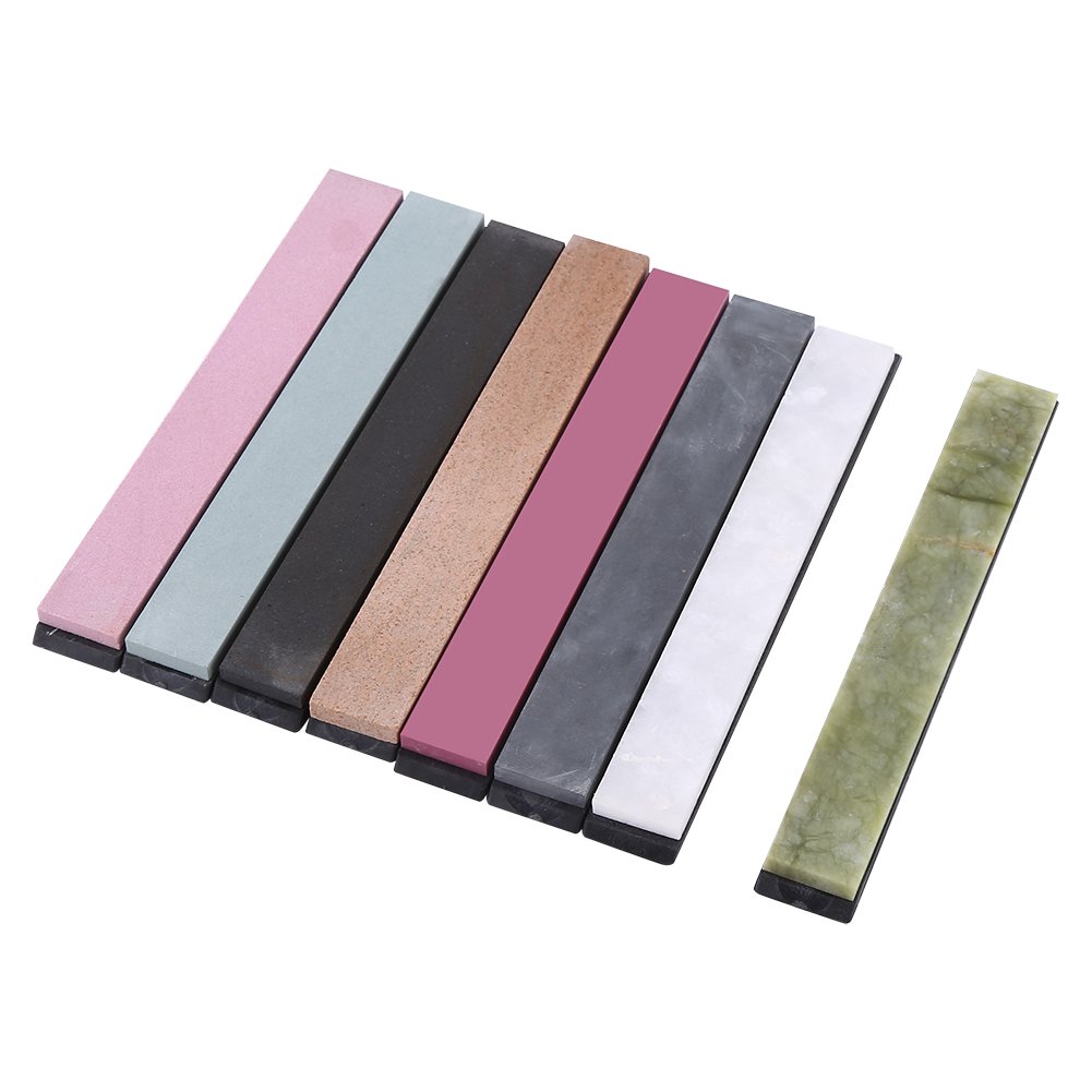 8Pcs Sharpening Whetstone Set - Oilstone Grindstone Polishing Sharpener Stone with Non-Slip Base (240-10000 Grit)