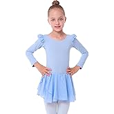 danswan Long Short Sleeve Ballet Leotards Dance Clothes Dress Dresses Tutu Outfit Ballerina with Glitter Skirt