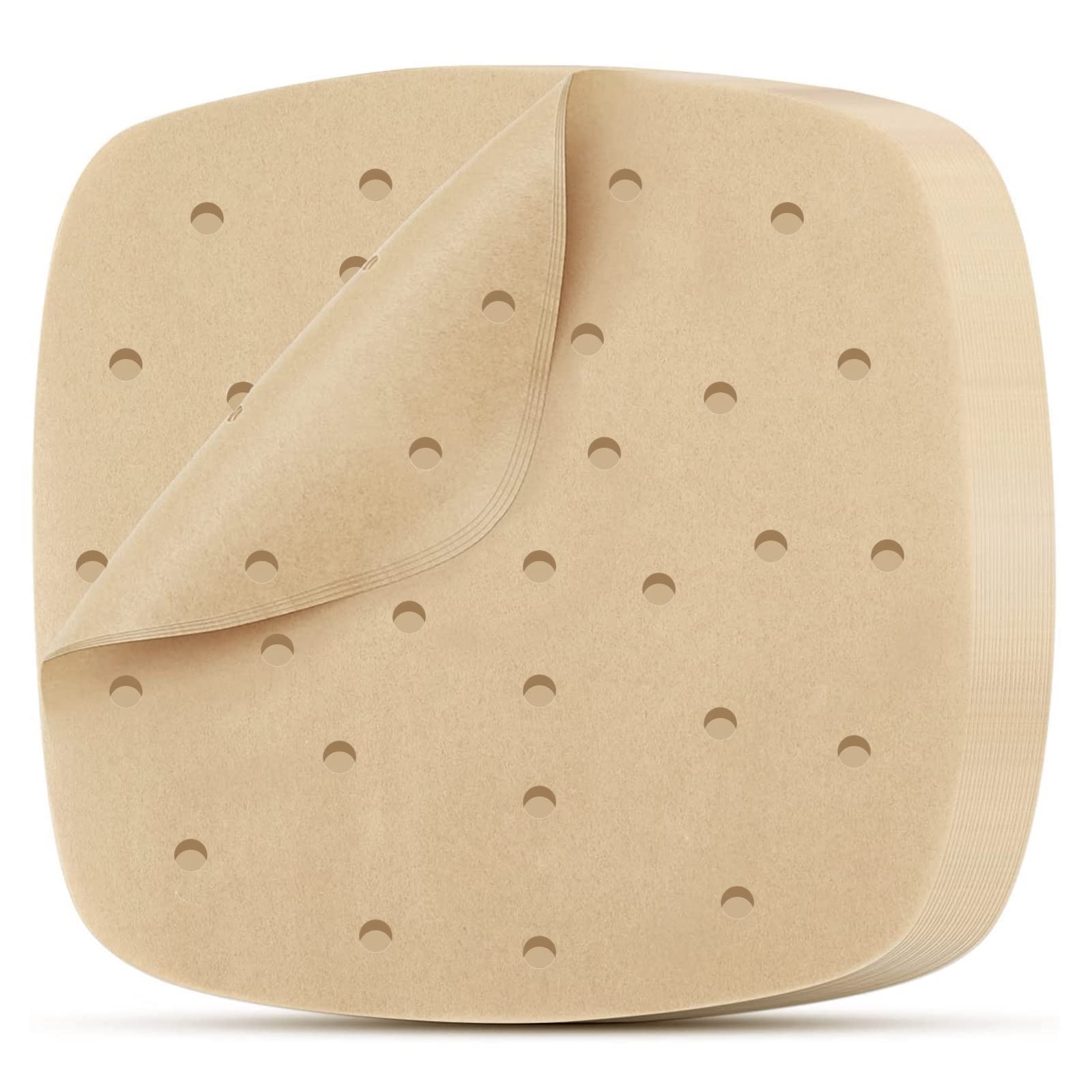 Air Fryer Paper Liners Disposable - 9in/23cm 100Pcs Air Fryer Parchment Paper Liners Square, Unbleached Perforated Parchment Paper Sheets for Air Fryer Accessories