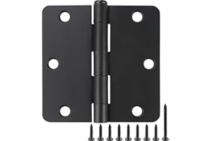 JIW 12 Pack Black Door Hinges Black Matte Black Hinges for Doors 3 1/2 Interior Door Hinges 3.5" x3.5 Inch Hinges Rounded 1/4" Raidus Standard Residential Bedroom Door Hinge Sturdy Door Hardware