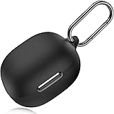 LDSXAY Compatible with Anker Soundcore P40i Case Cover, Soft Silicone Shockproof Protective Skin Case for Soundcore P40i Wireless Earbuds with Carabiner, Front LED Visible (Black)