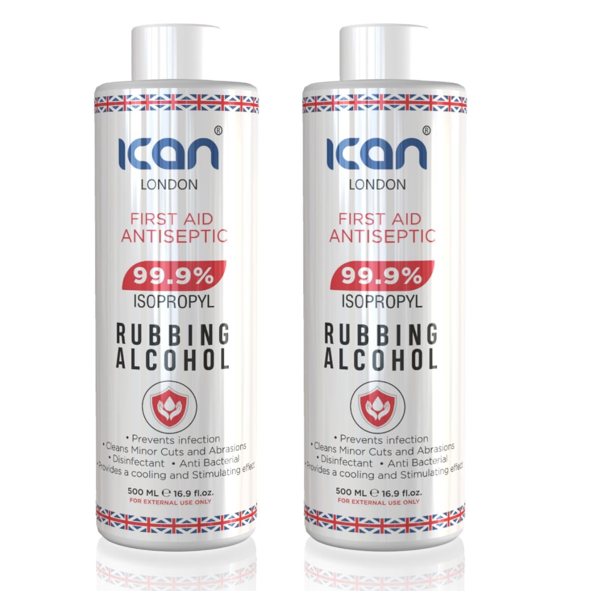 ican london isopropyl rubbing Alcohol 99.9% First aid Antiseptic 1 litre (2 x 500ml)