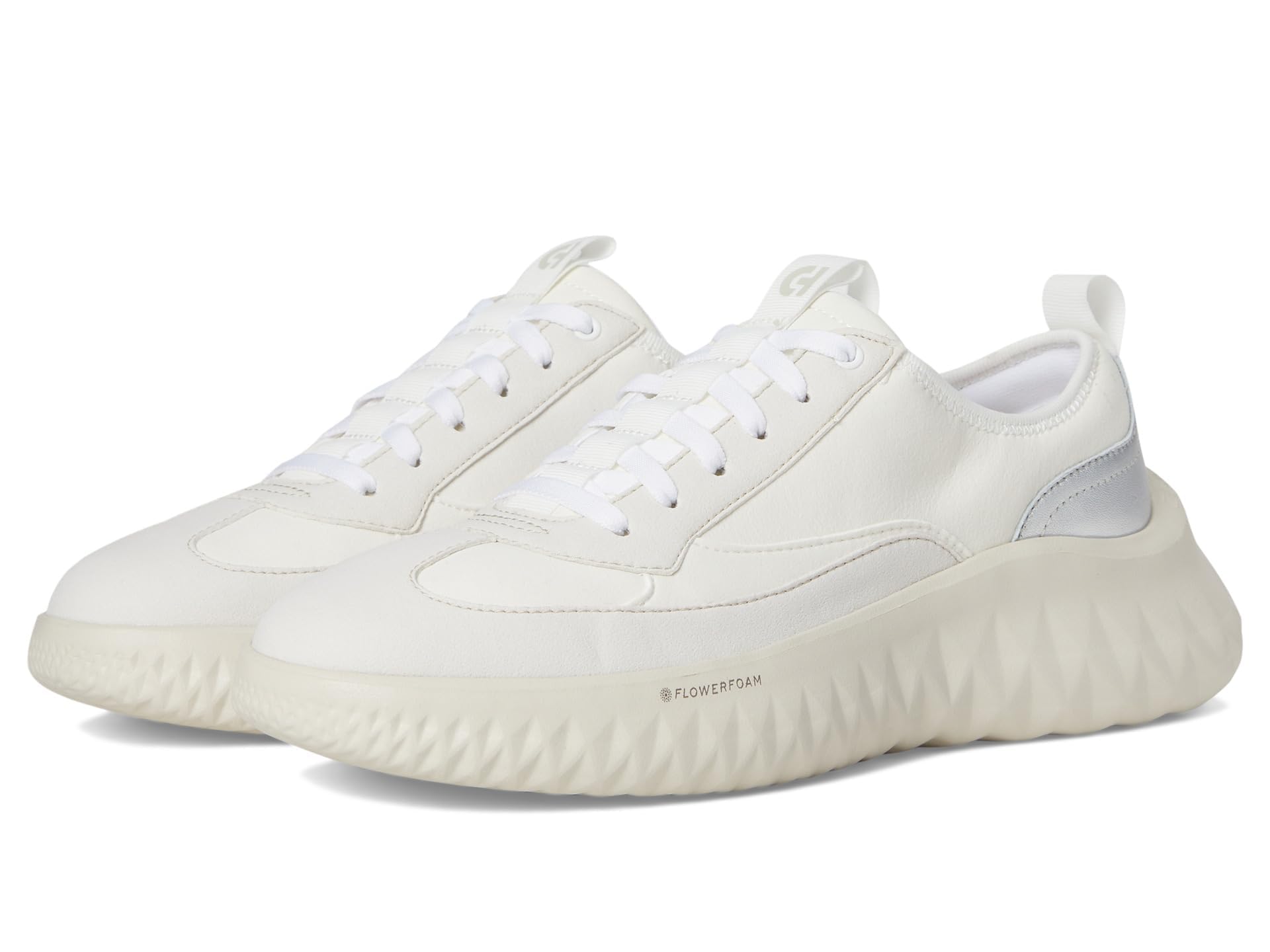 Cole Haan Women’s Generation Zerogrand 2 T-Toe Sneakers, White/Nimbus Cloud/Silver Metallic, 9-B US