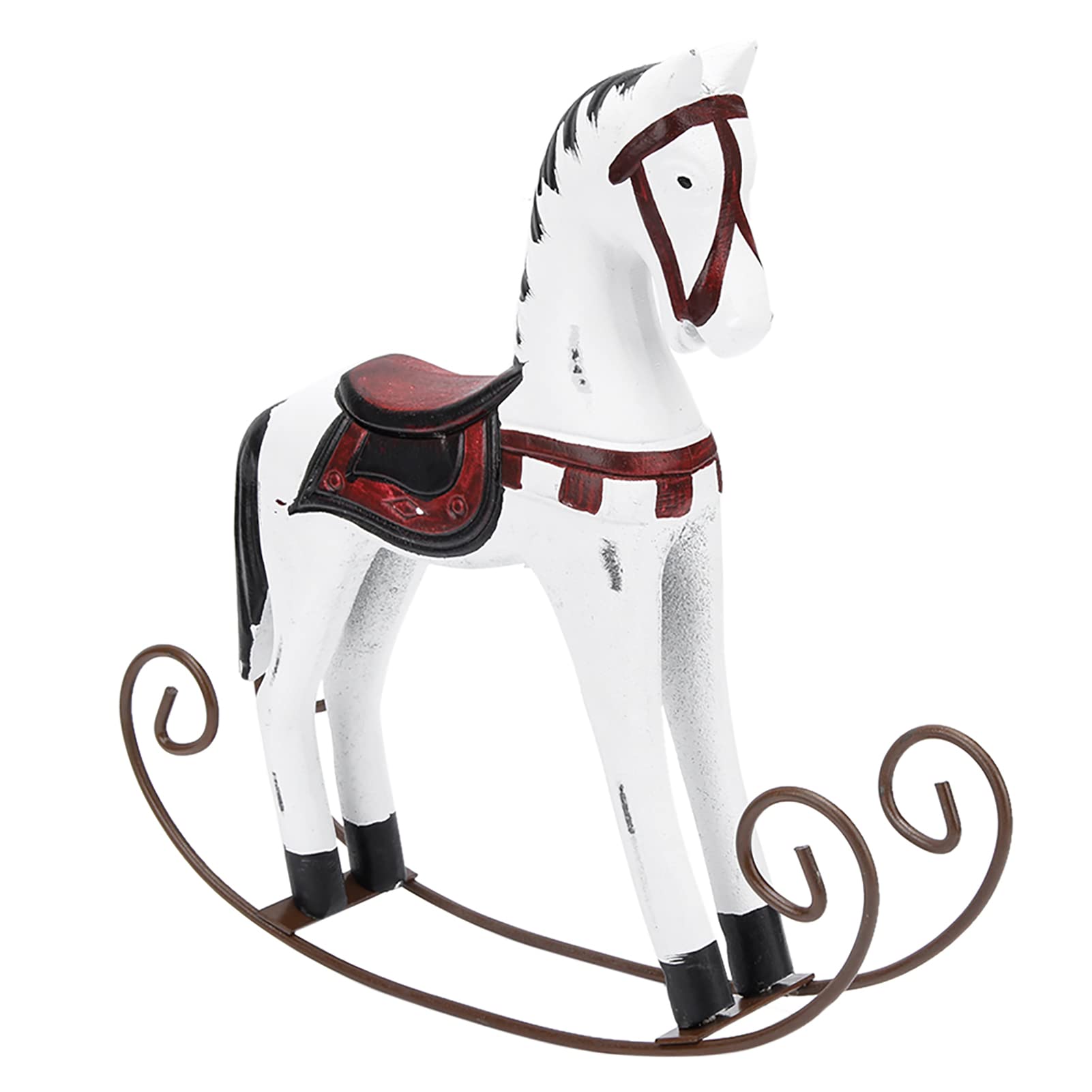 Rocking Horse Ornament, Vintage Wooden Horses Christmas Decorations Luxurious Handmade Sculpture Modern Handicraft Statue Personalized Decoration Figurines for Christening Baubles Gift Home Bookshelf