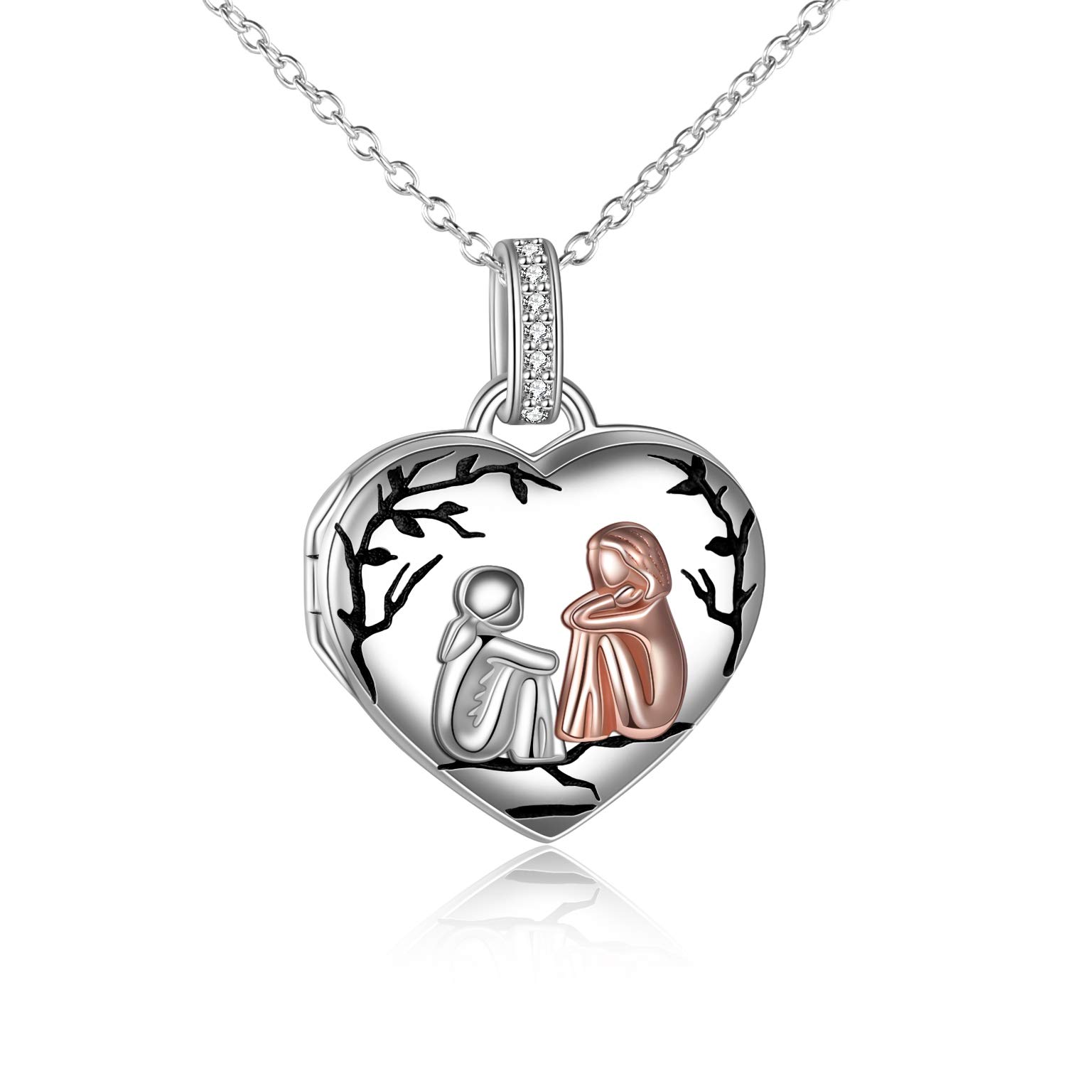 YAFEINI Sister Photo Necklace - Sterling Silver Locket with Picture Memory That Holds Pictures - Perfect Gifts for Mum, Mother, Daughter, Sister, Best Friend — image 1