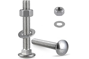 Krysay 1/4-20 x 3 Carriage Bolts 304 Stainless Steel 18-8,Round Head Square Neck (16Sets) Bolts and Nuts Kit with Flat Washers