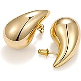Gacimy Teardrop Earrings Dupes for Women 14K Gold Plated, Chunky Drop Earrings for Women with 925 Sterling Silver Post