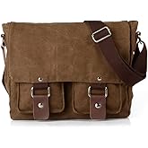 Compatible with/Replacement Vintage Waterproof Canvas Leather Trim DSLR SLR Shockproof Camera Shoulder Messenger Bag (Coffe)