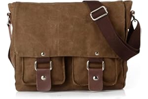 Small Camera Bag/Case, Vintage Canvase Leather Trim DSLR SLR Camera Shoulder Messenger Sling Bag, Coffe