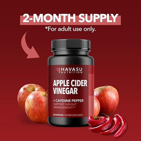 APPLE CIDER VINEGAR CAPSULES WITH CAYENNE PEPPER FOR DIGESTIVE HEALTH SUPPORT – 500MG ACV AND 20MG CAPSICUM ANNUUM – EASY-TO-TAKE, UNFLAVORED PILLS – 60 COUNT – VEGAN, NON-GMO – 2 MONTH SUPPLY