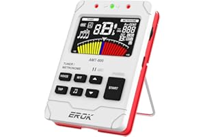 EROK Digital Metronome & Tuner - All-in-One Rechargeable Device with Stereo Headphone Output, Voice Counting, Ideal for Guitar, Bass, Violin & String Instruments (White)
