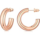 Gacimy Chunky Hoop Earrings for Women 14K Gold Plated, 925 Sterling Silver Post Hoops for Women