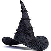 Probeauty Witch Hat for Adult Women Black Hat Costume Accessories Witch Cap Headwear Halloween