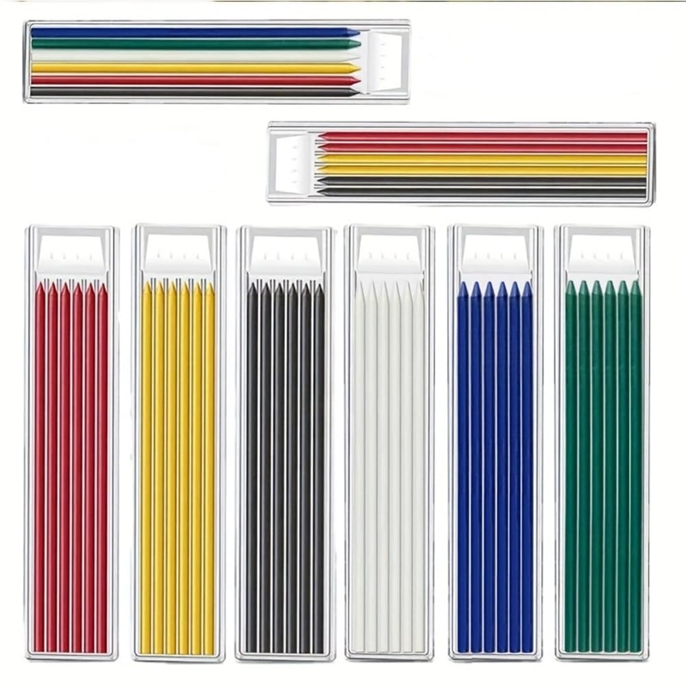 MROOFUL 2.8mm Colored Replaceable Refill Rods for Woodworking Pencil Deep Hole Leads Marking Tools Special Sharpener 12CM Length Core