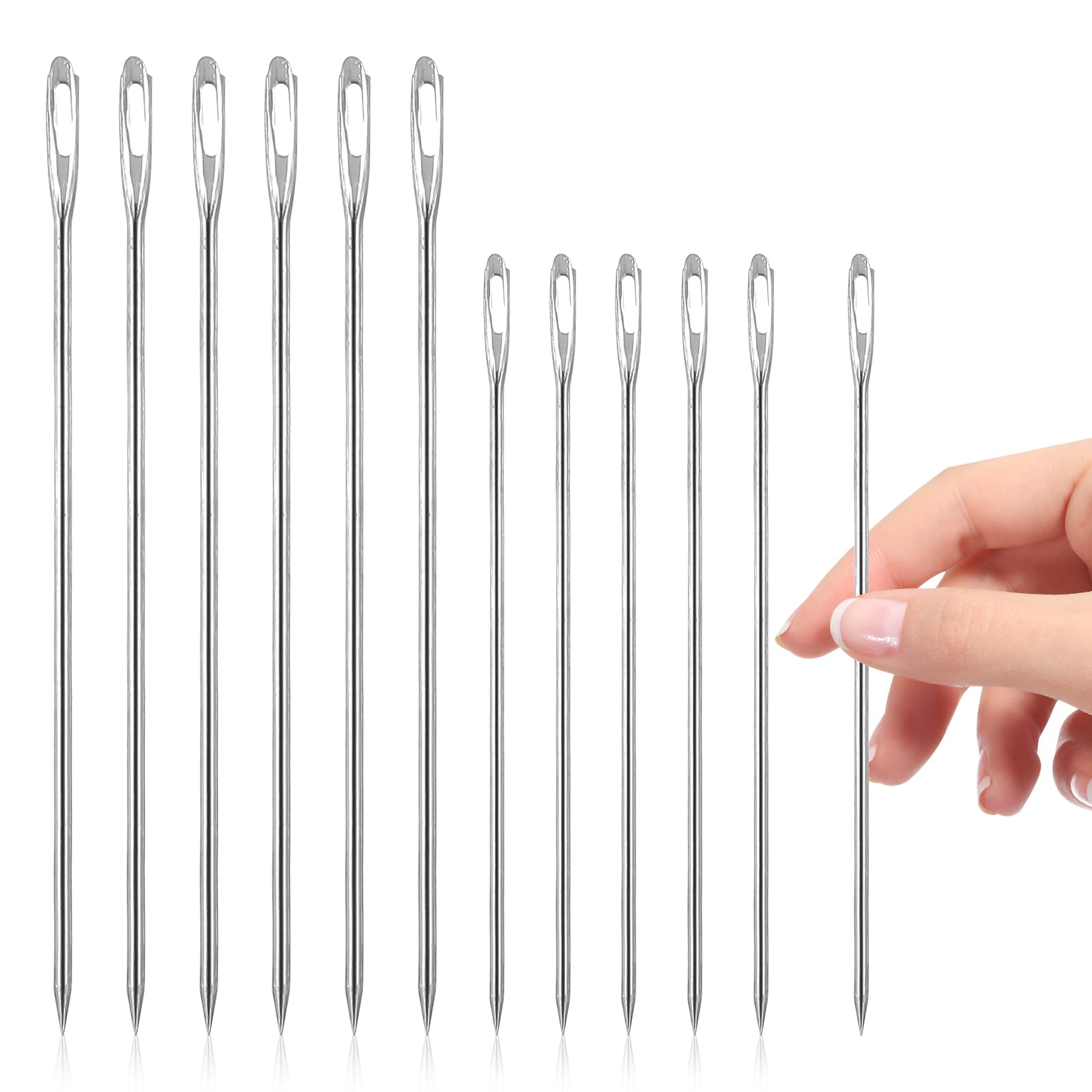 Photo 1 of 12PCS Upholstery Needle 4"/7" Professional Large Eye Sewing Needles, Extra Long Crafting Project Hand Sewing Needles, Big Embroidery Quilting Needle for Leather Canvas Repair Stitching and Large Task