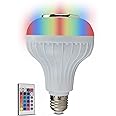 SKYLAR LED Color Changing Light Bulb with Bluetooth Speaker – E26 Standard Bulb Socket, 4 Light Modes with Remote Control, Color Changing Light Bulbs for Home, Events, Holiday Decoration