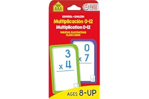School Zone Spanish Multiplication 0-12 Flash Cards: 56 Cards, 3rd Grade, 4th Grade, Multiplicacion 0-12 Tarjetas Ilustrativas, Math, Bilingual, ESL, Language Immersion (Spanish/English Edition)