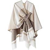 Aedvoouer Women's Plaid Shawl Wraps Open Front Poncho Sweater Oversized Cape Cardigan Shawls for Fall Winter