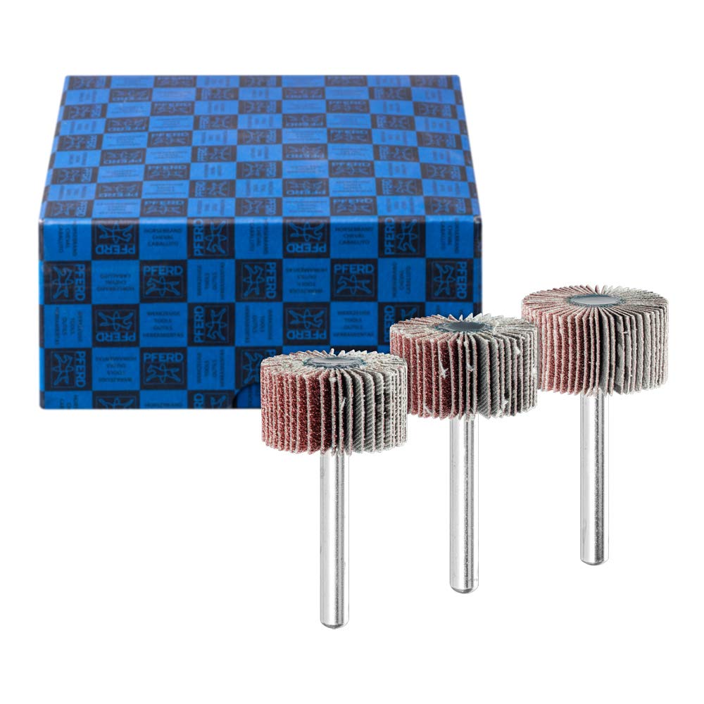 PFERD 44498002 Fan Grinder Set F, 3-Piece Corundum Diameter 30 x 15 mm Shaft Diameter 6 mm A60, 80, 120 | for Fine Grinding & Finish, 30 x 15 mm