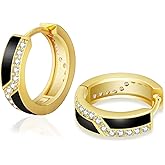 KRKC Hoop Earrings for Men S925 Sterling Silver Hypoallergenic Hoop Earrings, 14K Gold Plating Round Circle Earrings For Men Women