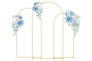 WORFEI Wedding Arch Backdrop Stands Set of 3 (6FT, 6.6FT, 7.2FT), Gold Metal Balloon Backdrop Frame for Wedding Ceremony, Baby Shower, Birthday Party, Garden Floral, Anniversary Decoration.