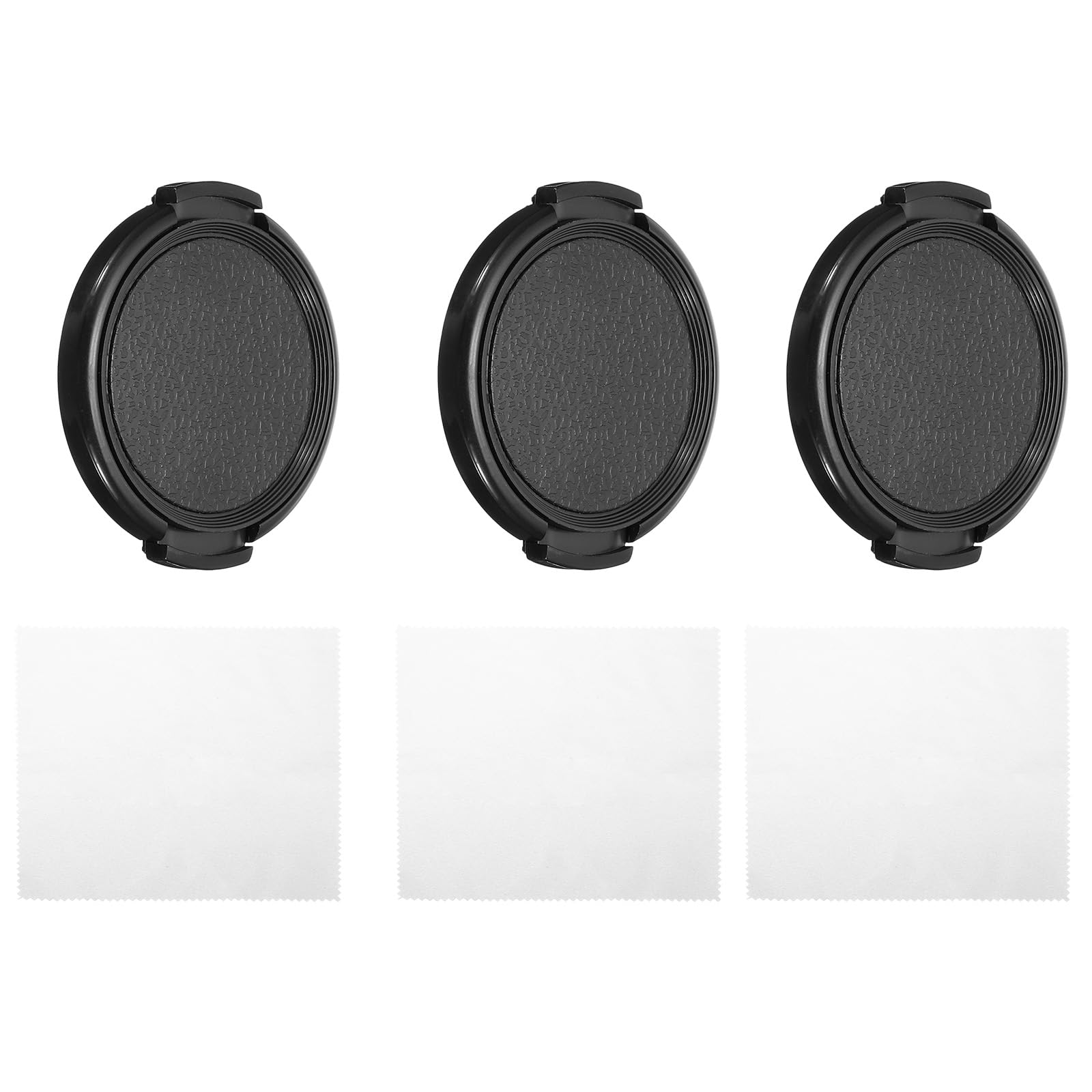 PATIKIL 46mm Lens Cap, 3 Pack Sides Pinch Snap Camera Lens Cover for Front Lens with Cloth, Suitable for 46mm Thread Universal DSLR Lenses for Nikon, for Fujifilm, for Pentax, for Leica