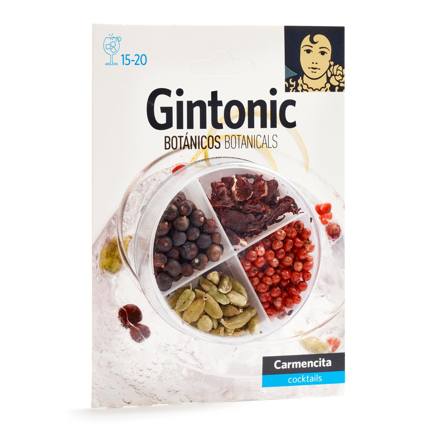 Carmencita Gin Botanicals and Infusions Kit - Gin Spices with Juniper, Cardamom, Pink Peppercorn and Hibiscus Blend, Craft Your Own Artisanal G&T with Natural Spices and Flowers - 16g