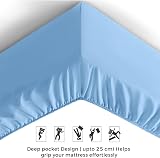 Aspire Homeware Double Fitted Sheet 25 cm Deep Light Blue Hotel Quality view 6