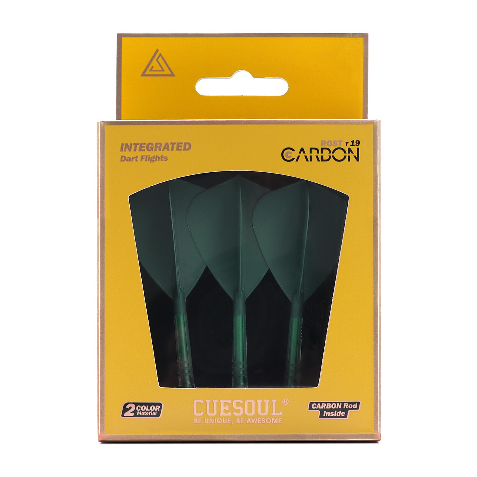 CUESOUL ROST T19 Carbon Integrated Dart Shaft and Flight,Kite Shape,Set of 3