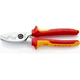 Knipex 95 16 200 Cable Shears 7,87" VDE-tested | With Twin Cutting Edge Chrome-Plated Insulated with Multi-Component Grips