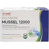 Hi Well Premium New Zealand Green-Lipped Mussel 12000 //200 Softgel Capsules//Sourced from Pristine New Zealand Waters(1)