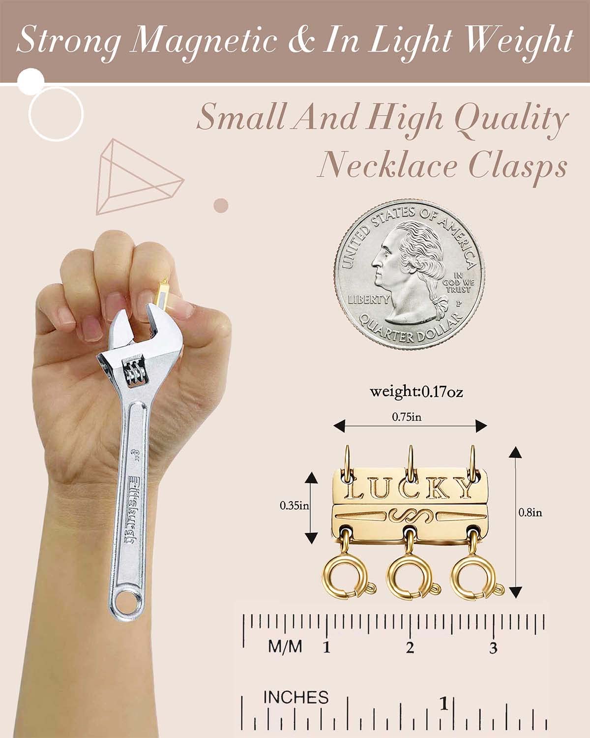 OHINGLT Lucky Necklace Layering Clasps Separator for Stackable,14K Gold and Silver Plated Multiple Necklace Clasps for Women