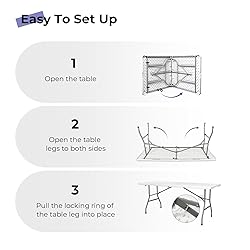 Byliable Folding Table 6ft Portable Heavy Duty