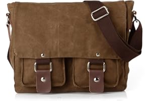 Peacechaos Vintage Canvas Leather Trim DSLR SLR Shockproof Camera Shoulder Messenger Bag