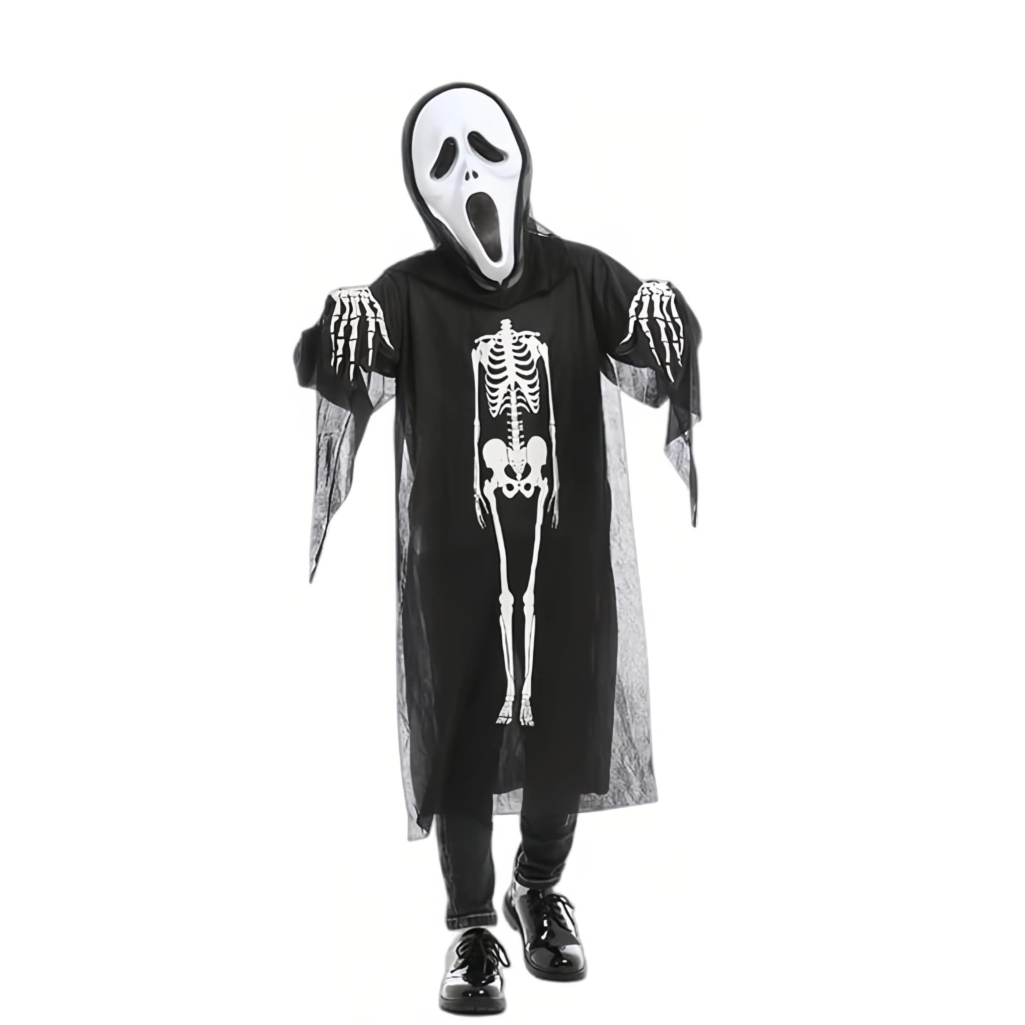 Veroda Halloween Skeleton Clothes + Face Mask + Gloves Set Costume Halloween Outfits Cosplay Fancy Dress Party (Adult)