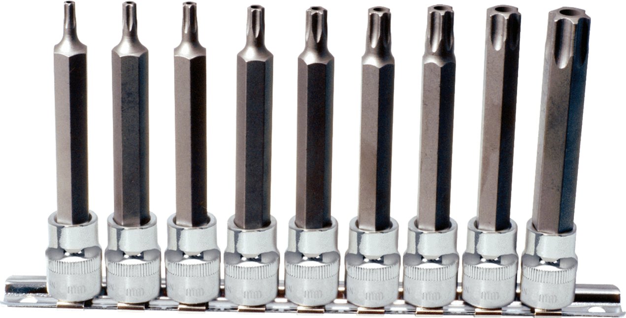 KS Tools 918.1890 1/2-inch Chrome Plus Tx Bit Sockets Set (9 Pieces)