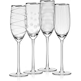 Mikasa Cheers Set of 4 Platinum Rim Champagne Flutes, 8 Ounce