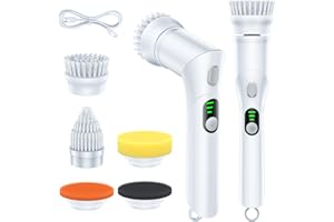 LABIGO Electric Spin Scrubber LA5 Mini, Bathroom Scrubber Shower Scrubber for Cleaning Tub Tile Floor Window Kitchen Sink, Power Scrubber Cleaning Brush with 5 Replaceable Brush Heads, White