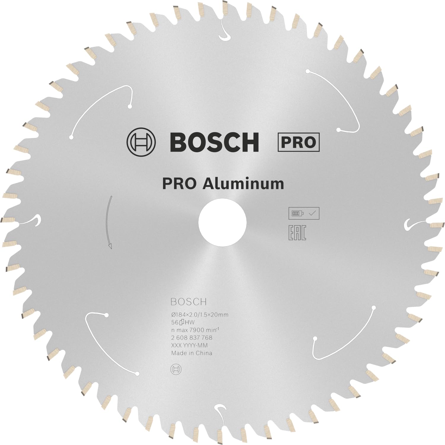Bosch 1x PRO Aluminium Circular Saw Blade for Cordless Hand-Held Saws (for Aluminium, Non-ferrous metals, Ø mm, Professional Accessory Hand-Held Circular Saw)